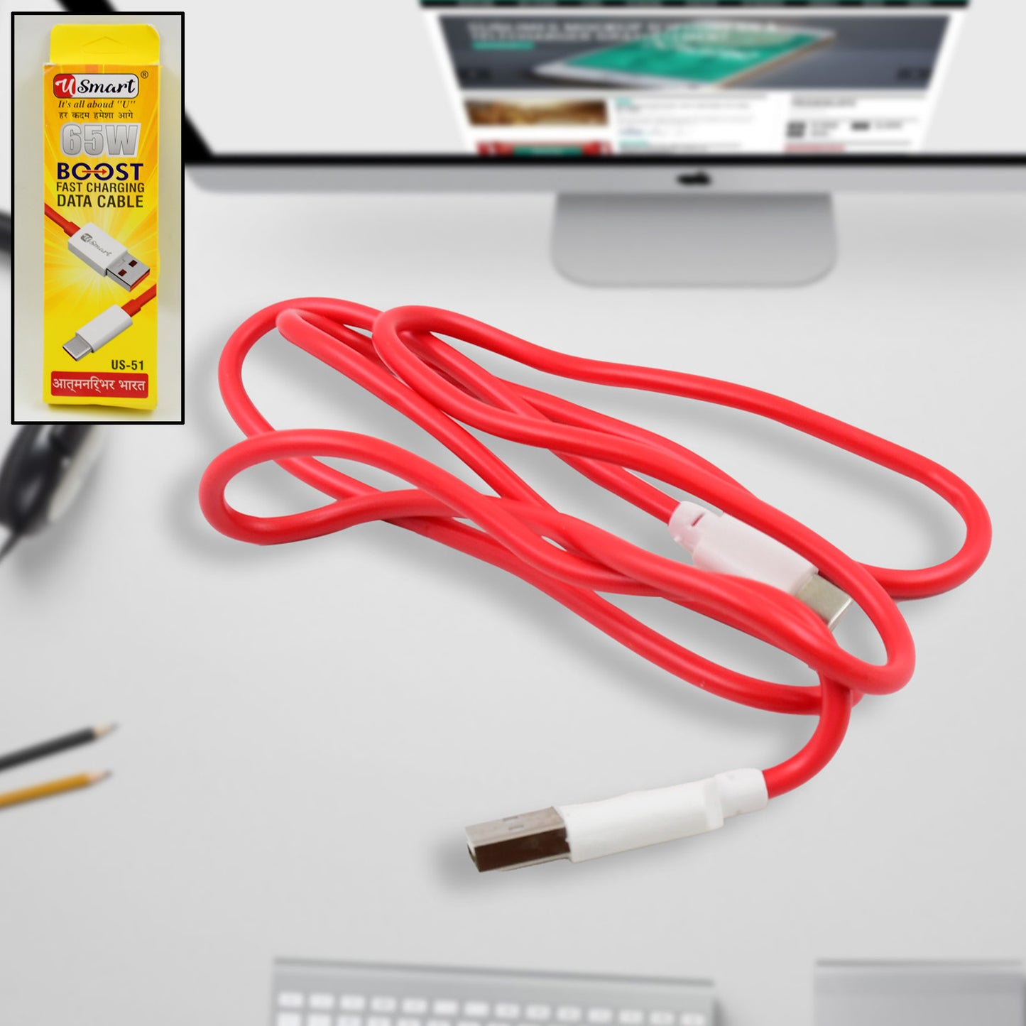 Type C Data Cable Fast Charging Data Cable (1000 Mm 65w 1 Pc)