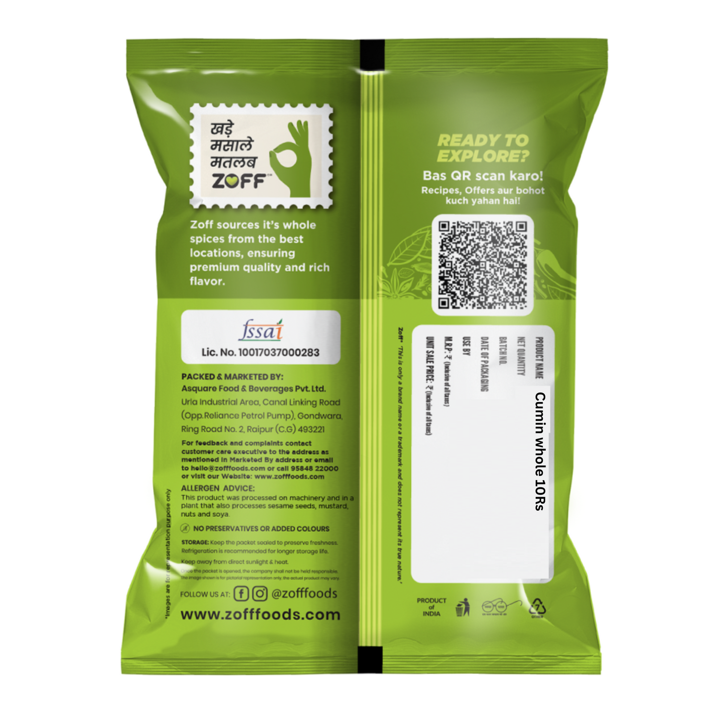 Zoff Cumin whole 10Rs